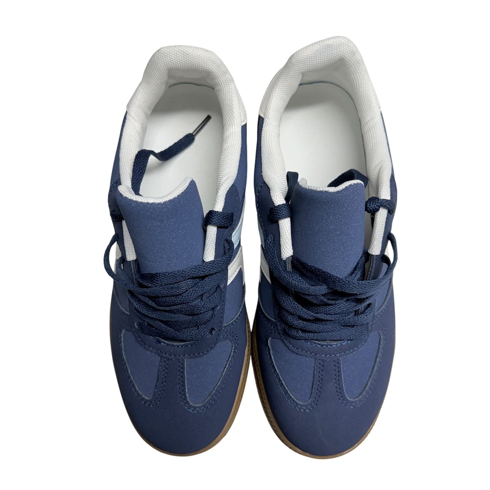 Navy Blue Low-Top Gum Sole Old School Sneakers - Picture 2 of 6